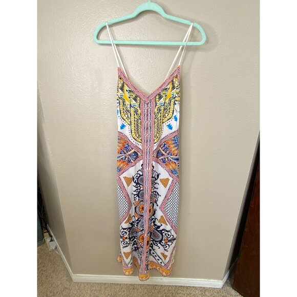 Jealous Tomato Boho Multicolor Printed Maxi Dress Small Spaghetti Straps Rayon - Picture 2 of 7